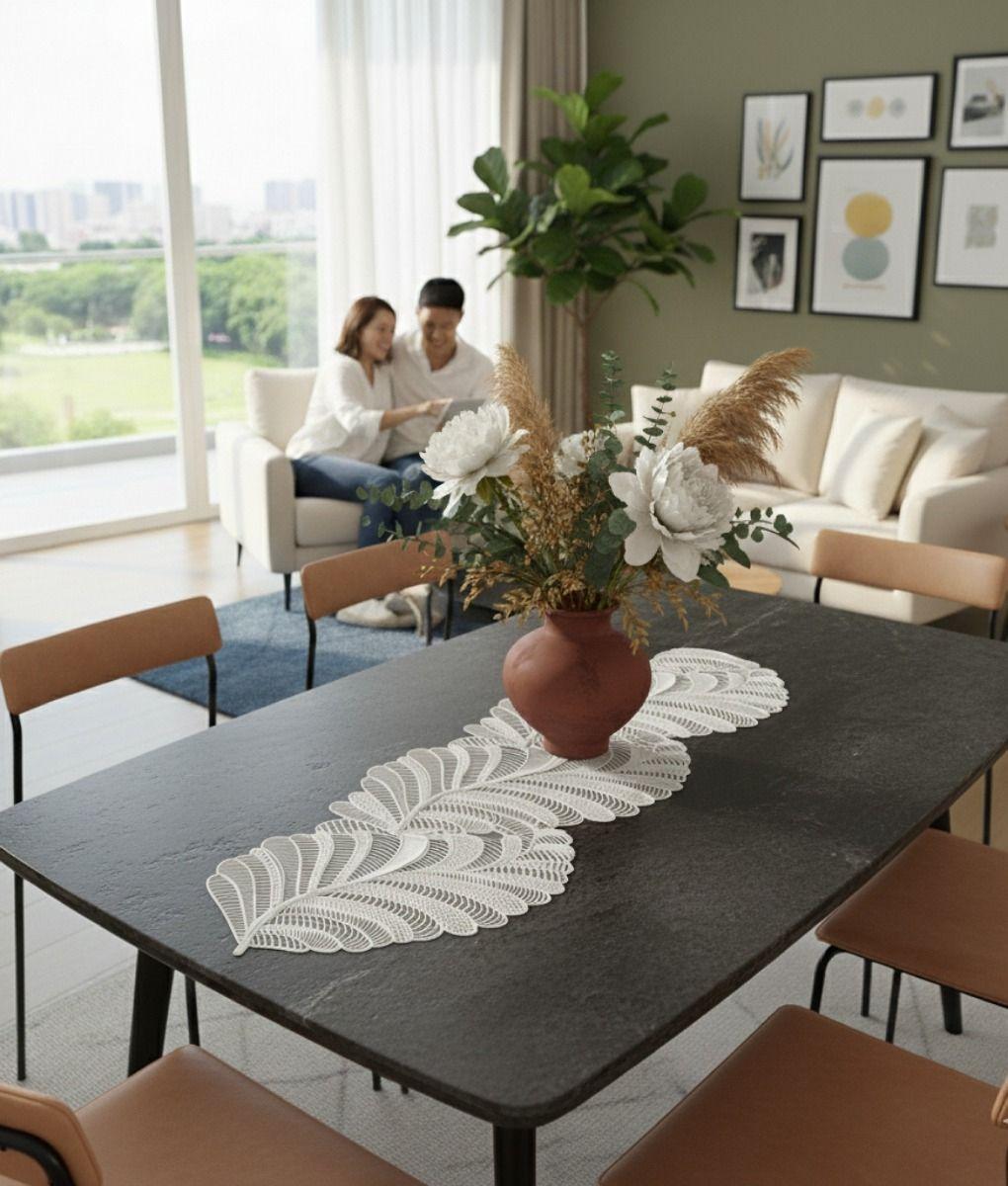 Camino Mesa Decorativo Diseño Hojas Calado Texturizado Jhn-4