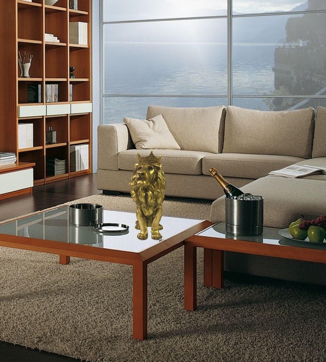 Figura Estatua León Sentado Decoración Dorado Jhn-5