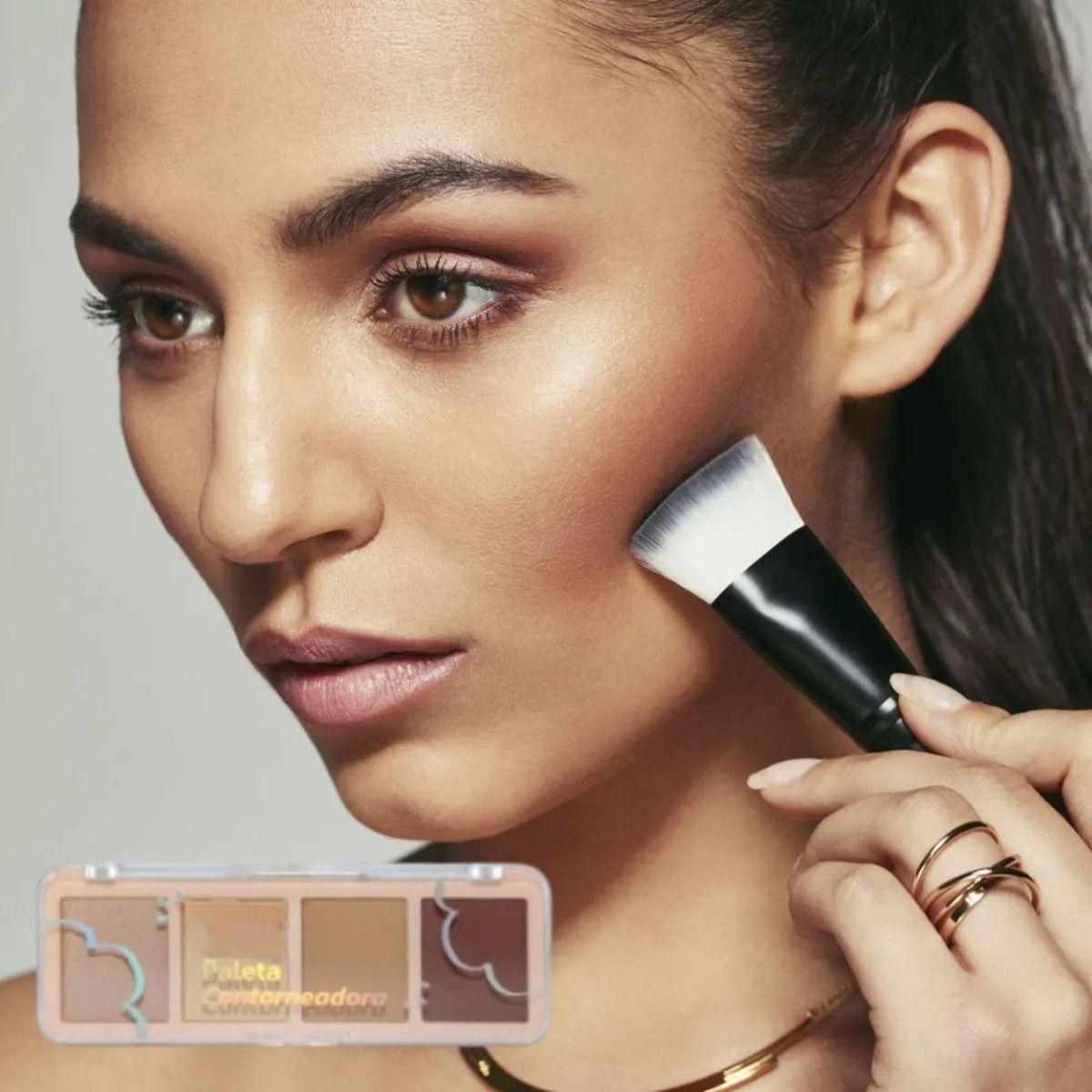 Set 2 Paletas Contorno Iluminador Facial Glow 4 Tonos ALJ-7
