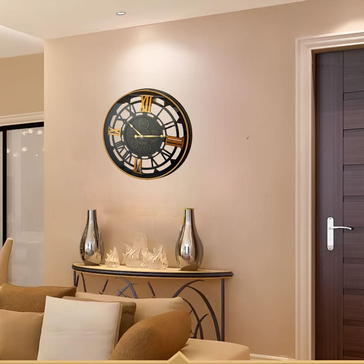 Reloj Pared Retro Engranajes Redondo Decorativo Jhn-6