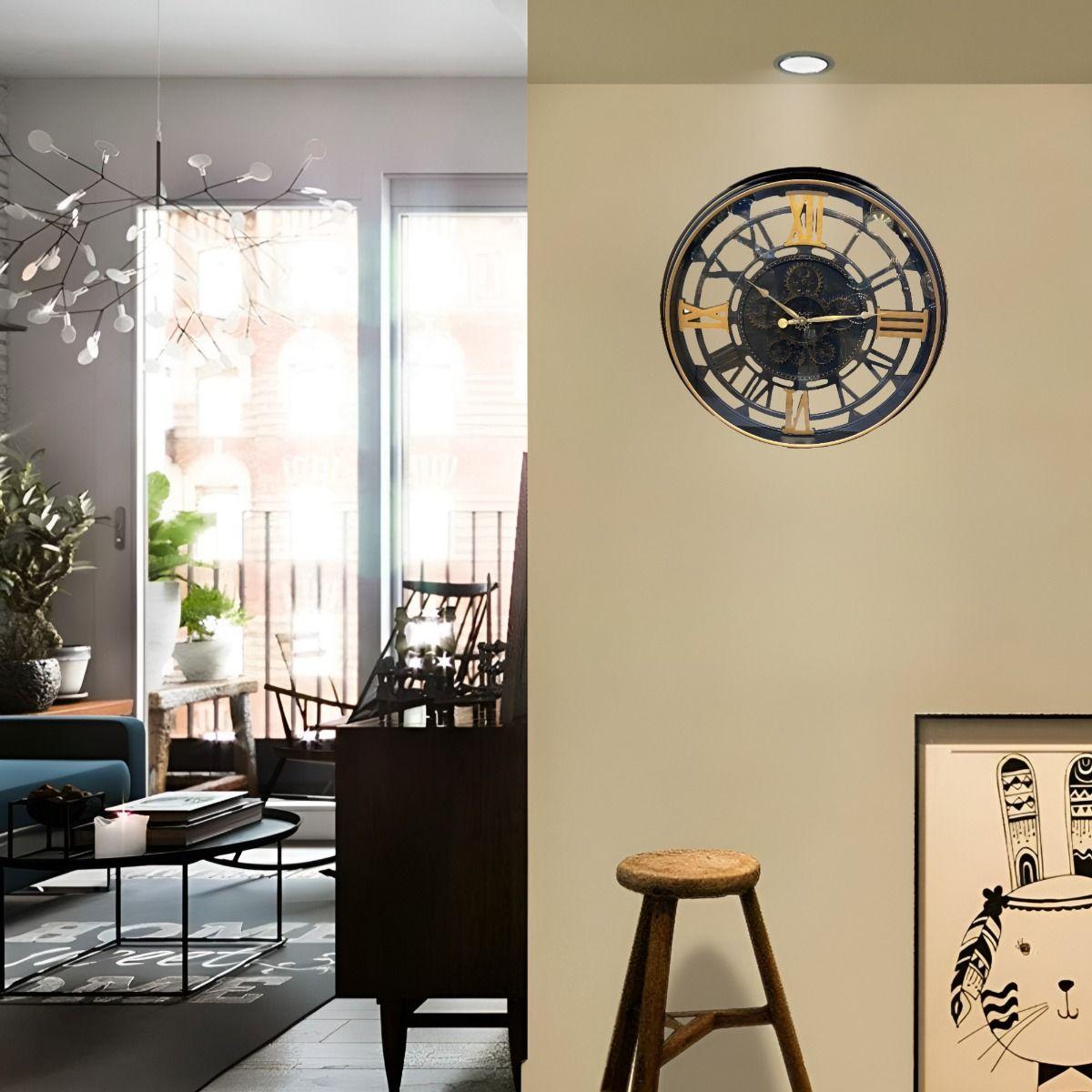 Reloj Pared Retro Engranajes Redondo Decorativo Jhn-9