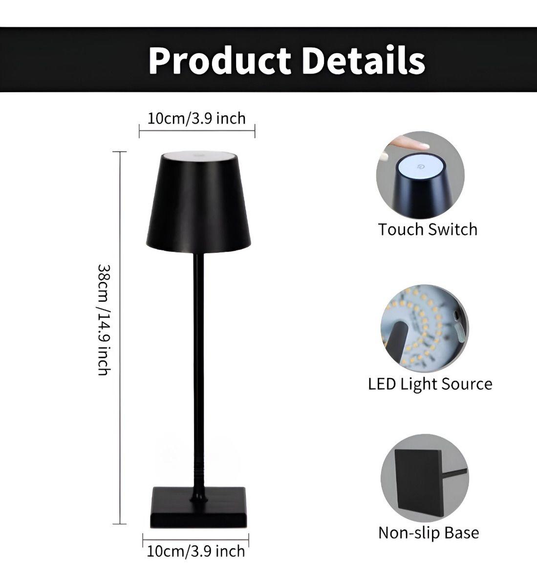 Lámpara Mesa Táctil Led Inalámbrica Usb Luz Noche Jhn-8