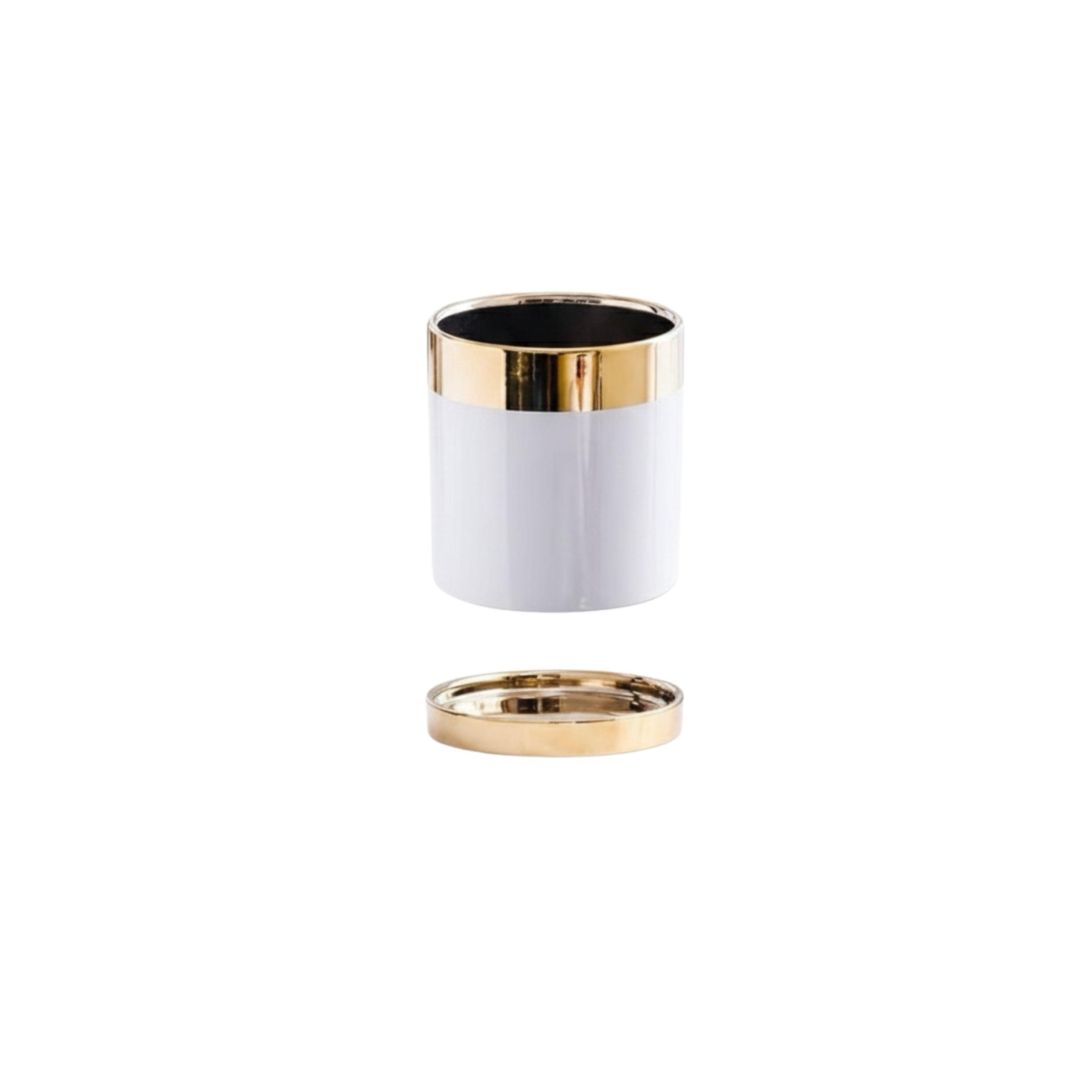 Maceta Cil ndrica Base Plato Borde Met lico Moderno ALJ-1