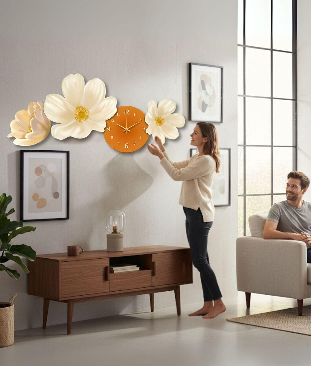 Reloj Pared Decorativo LED Diseño Floral 3D Hogar Jhn-4