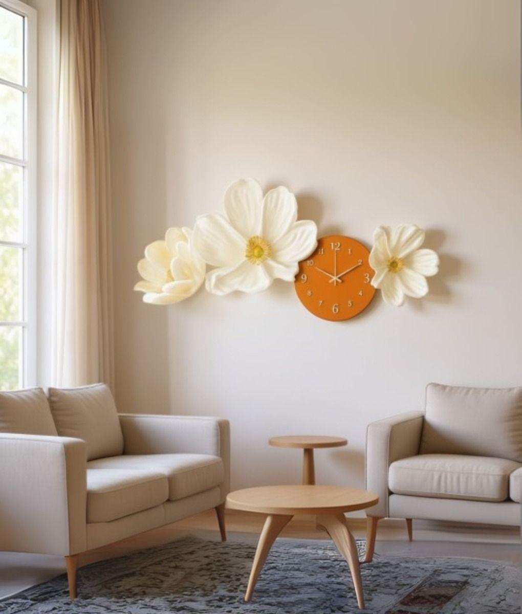 Reloj Pared Decorativo LED Diseño Floral 3D Hogar Jhn-7