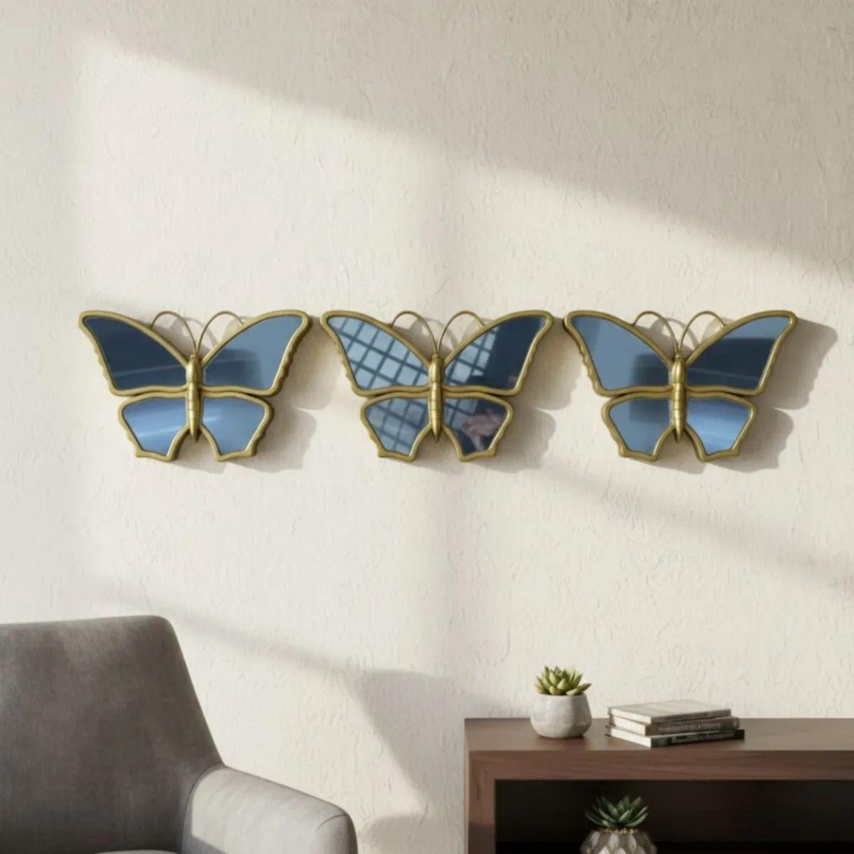 Set 3 Espejo Pared Mariposas Decorativas Arte Relieve Jhn-8