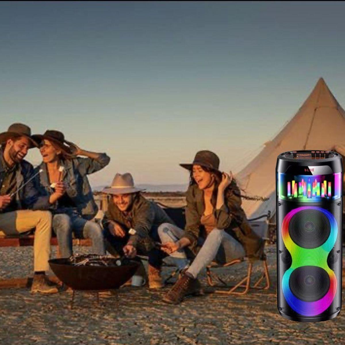 PARLANTE PORTATIL BLUETOOTH LUCES RGB KARAOKE MICROFONO LAU-9