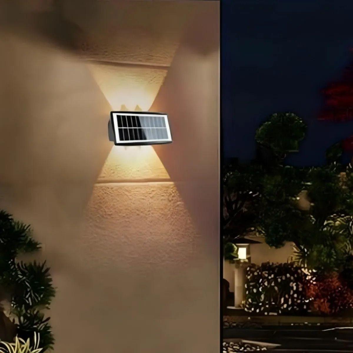 Lámpara Solar Pared Led 8 Focos Exterior Luz Cálida ALJ-3