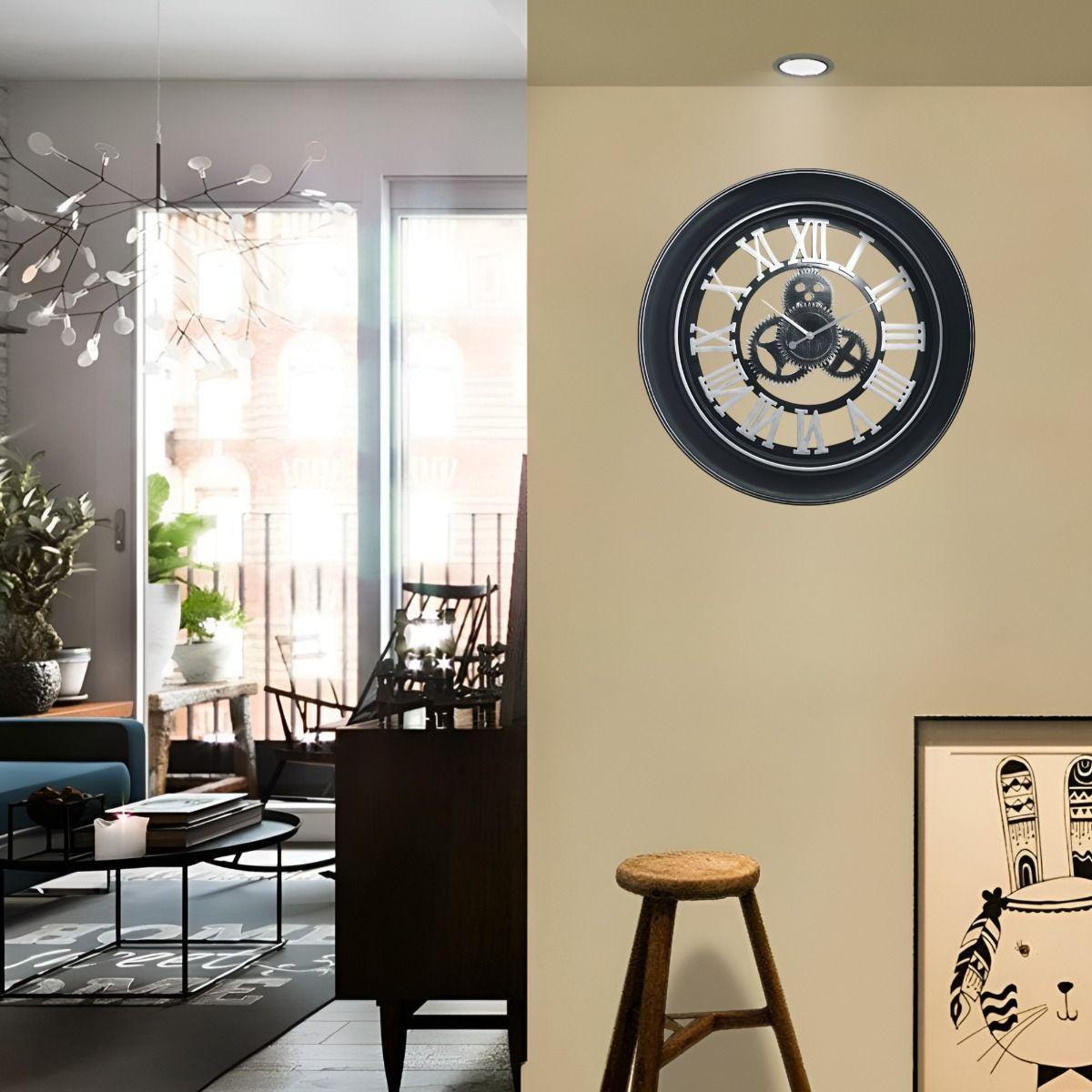 Reloj Pared Grande Madera Campestre Vintage 3D Jhn-3