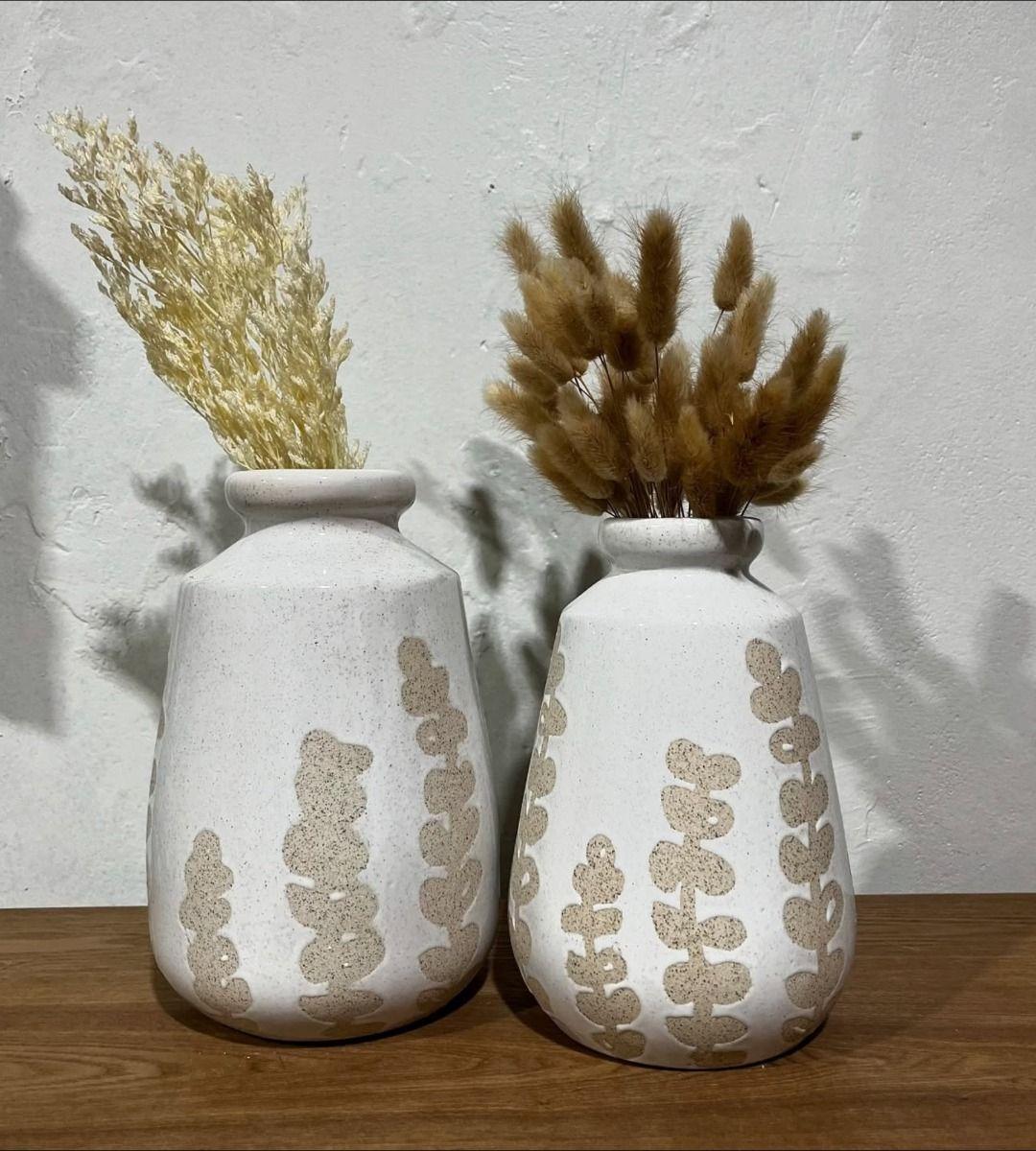 Jarrón Cerámica Flores Contemporáneo Decoración 25cm Jhn-2