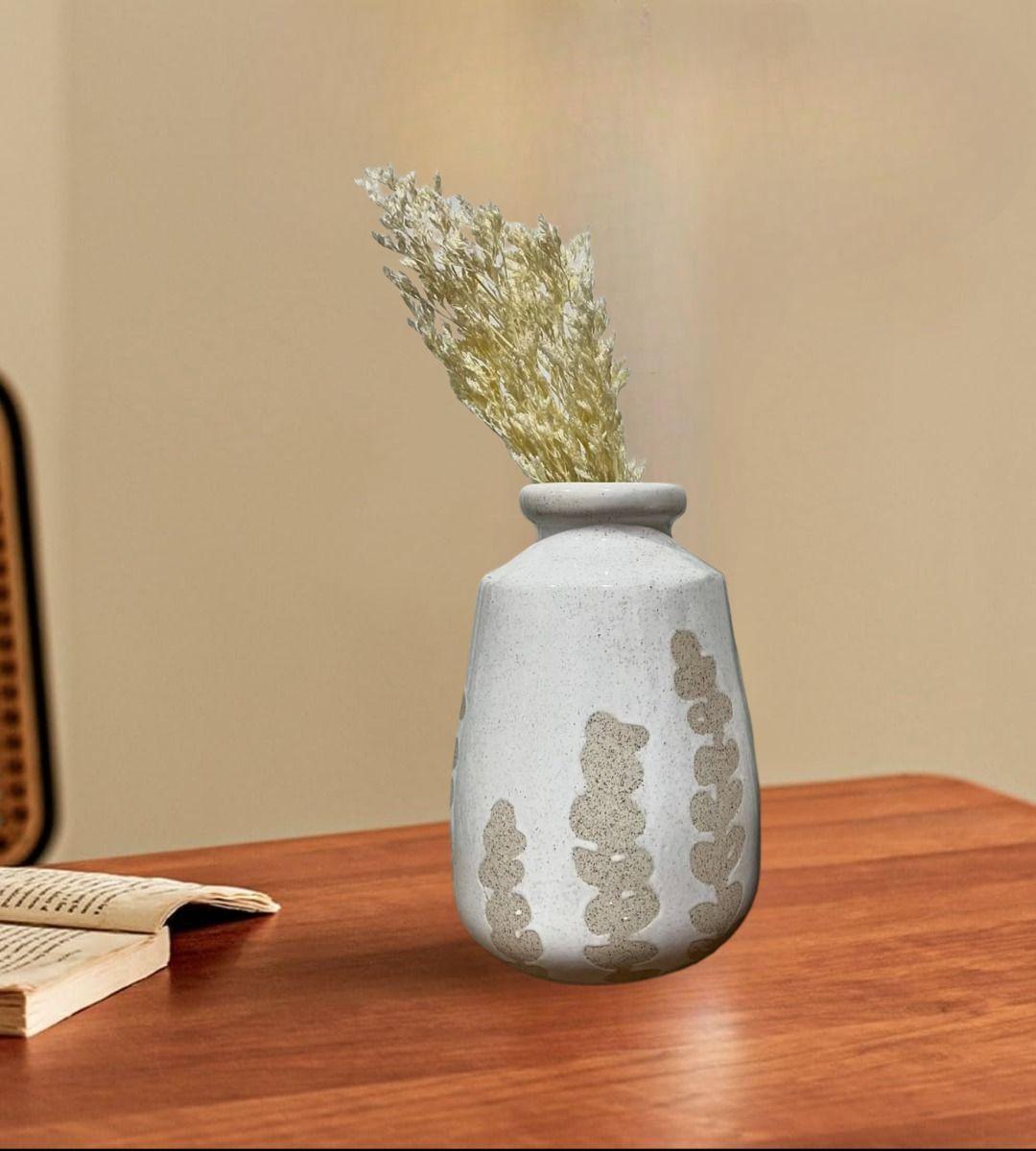 Jarrón Cerámica Flores Contemporáneo Decoración 25cm Jhn-5