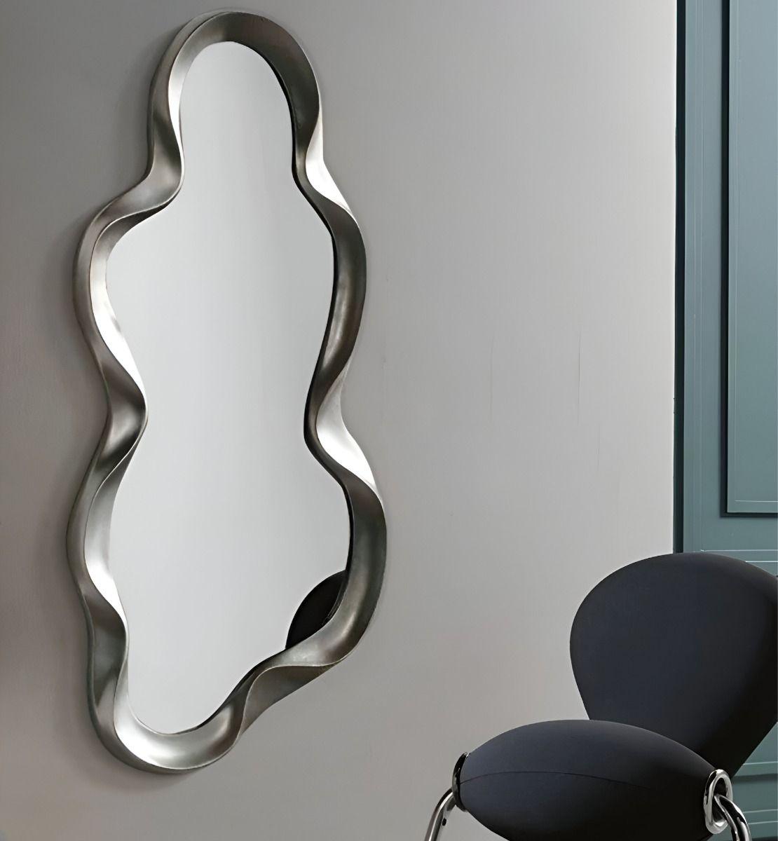 Espejo Pared Irregular Ondulado Nube Decorativo Gris Jhn-6