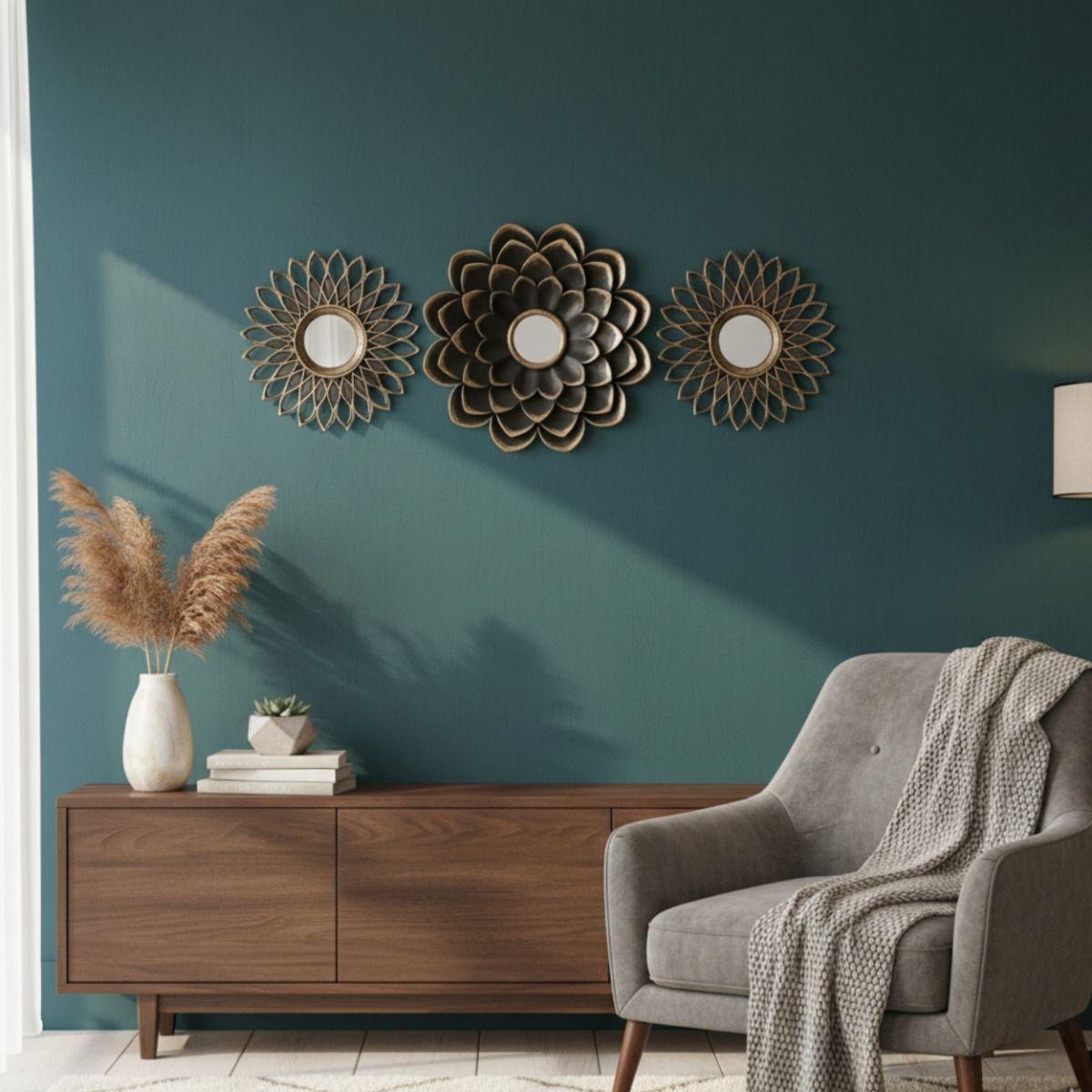 Espejo Pared Floral Conjunto Decorativo 3 Pza Hogar Jhn-5