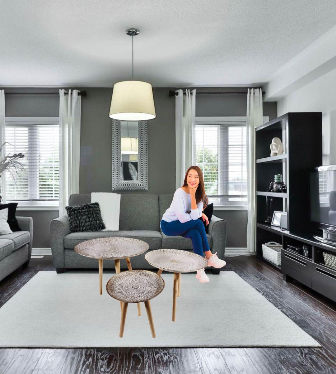 Set 3 Mesas Centro Nórdica Mandala Decorativa Redonda Jhn-4