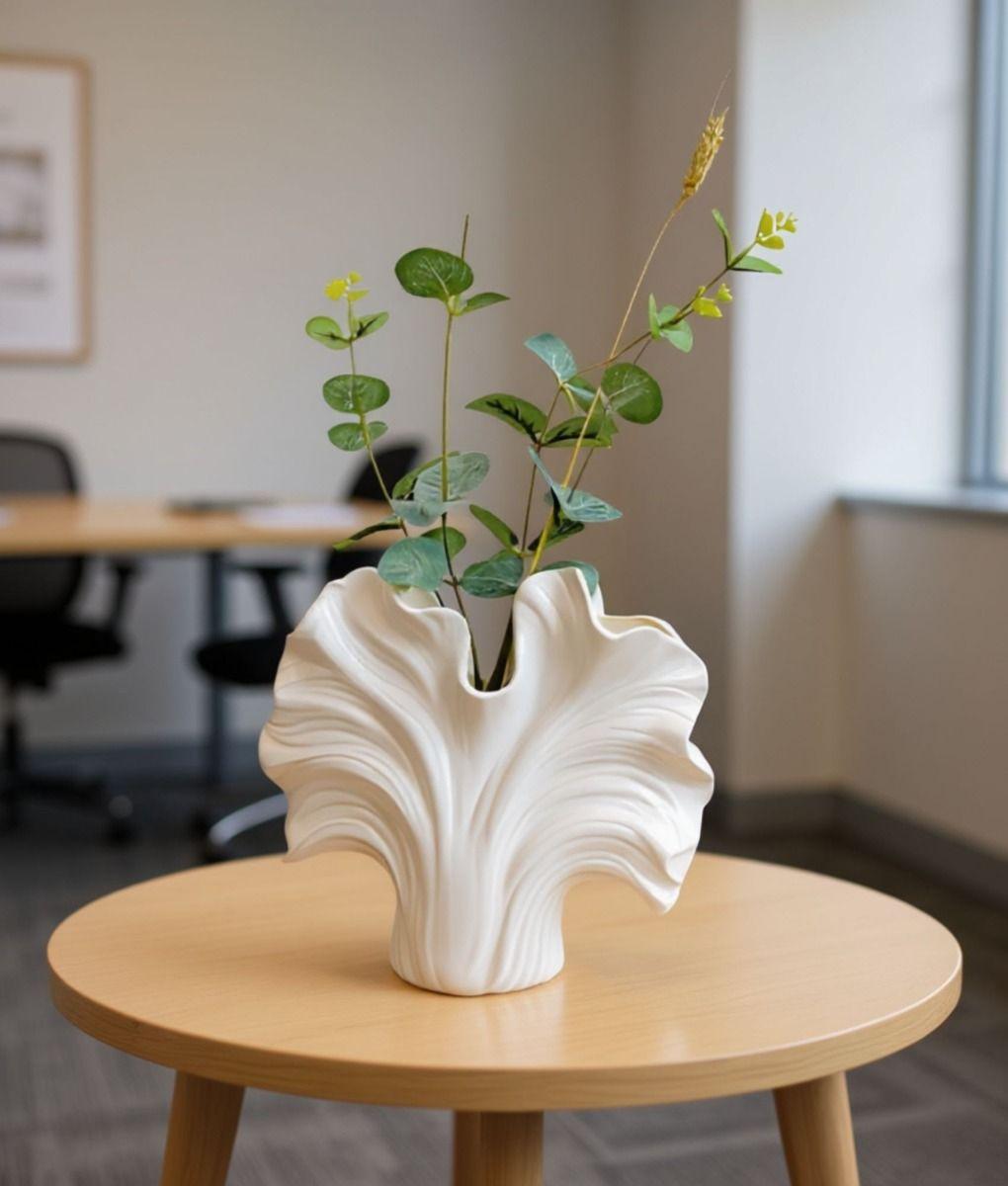 Florero Decorativo Diseño Orgánico Forma Ondulada Hogar Jhn-5