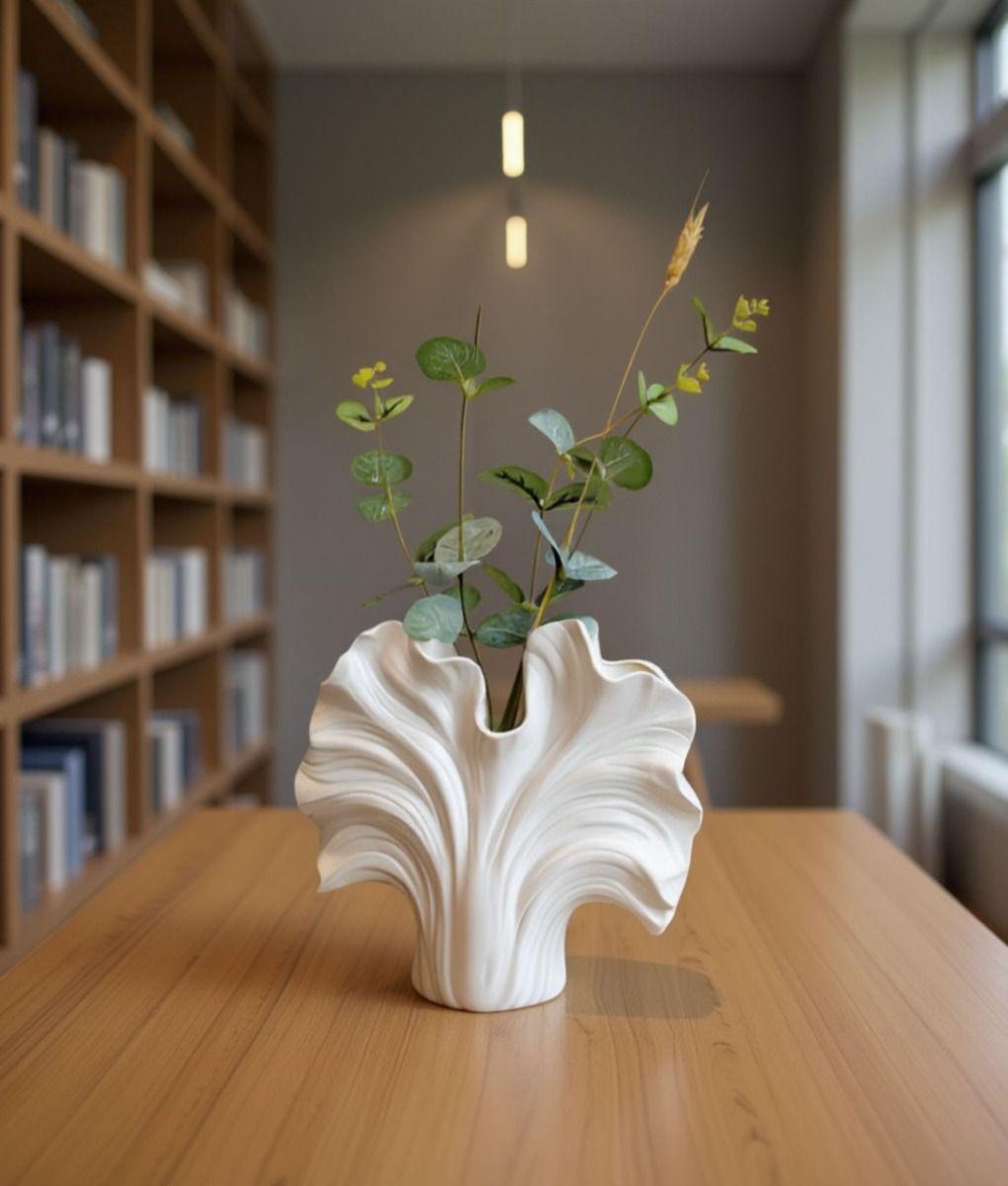 Florero Decorativo Diseño Orgánico Forma Ondulada Hogar Jhn-8