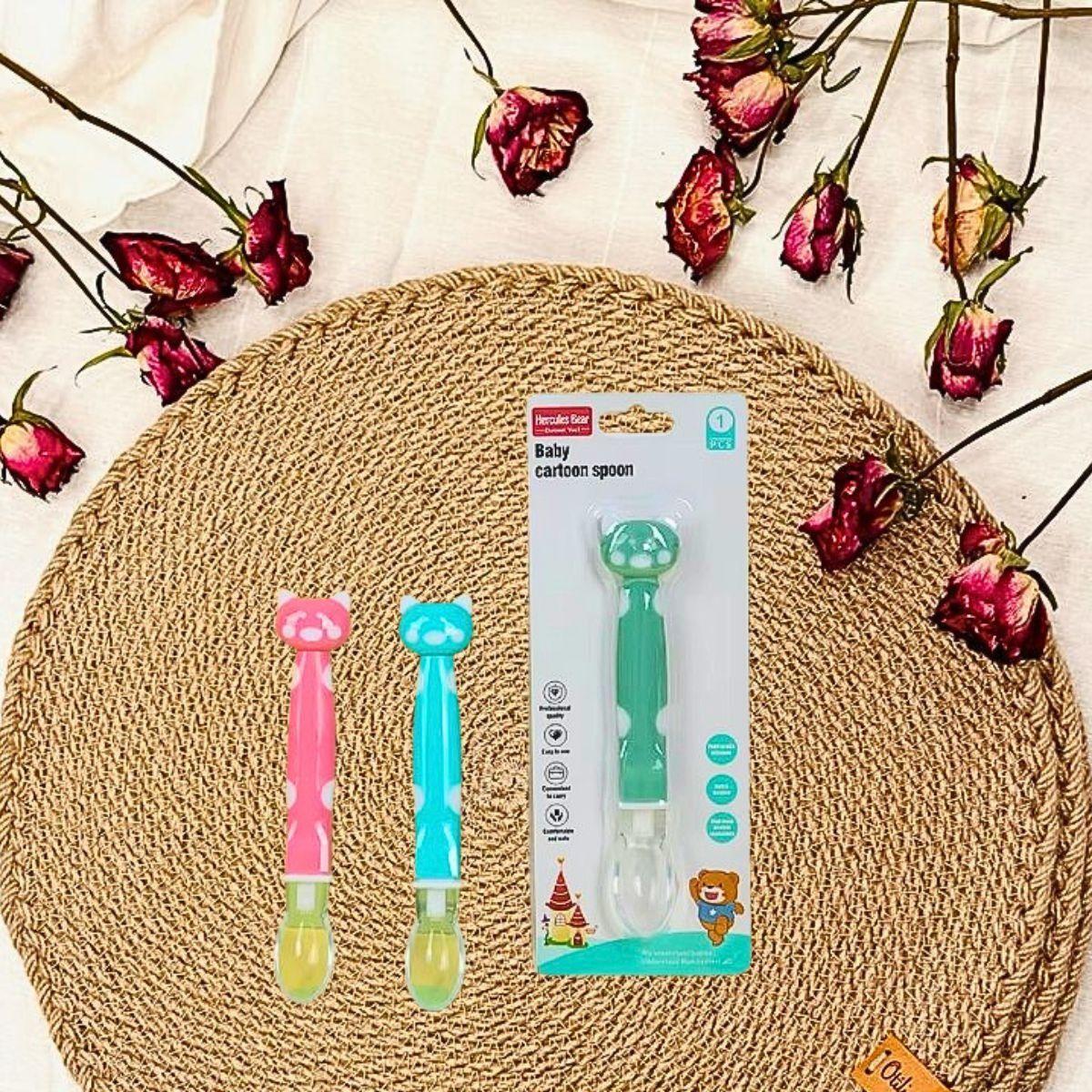 Set 9 Cucharas Silicona Diseño Osito Entrena Bebes Lau-4