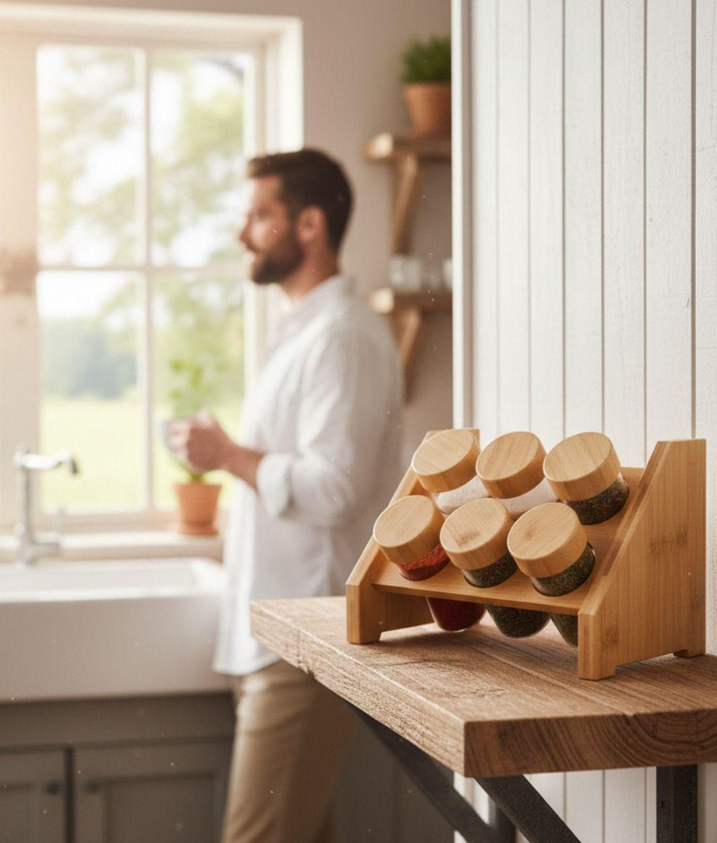 Especiero Decorativo Natural Organizador Almacenamiento Jhn-5