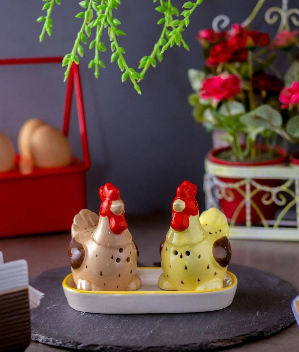 Set 2 Juego Salero Pimentero Bandeja Elegante Hogar Jhn-6