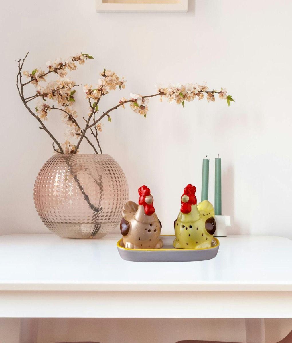 Set 2 Juego Salero Pimentero Bandeja Elegante Hogar Jhn-7