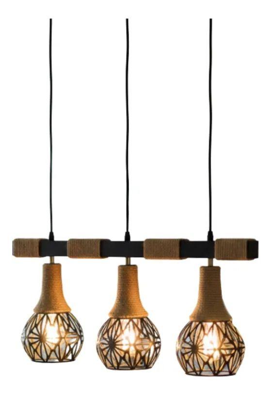 Lámpara Colgante Estilo Triple Diseño Esferas Caladas Jhn-1