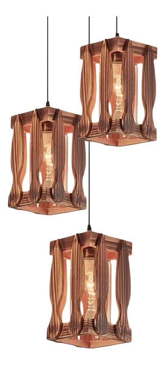 Lámpara Colgante Decorativa Vintage Rústica 3 Luces Jhn-2