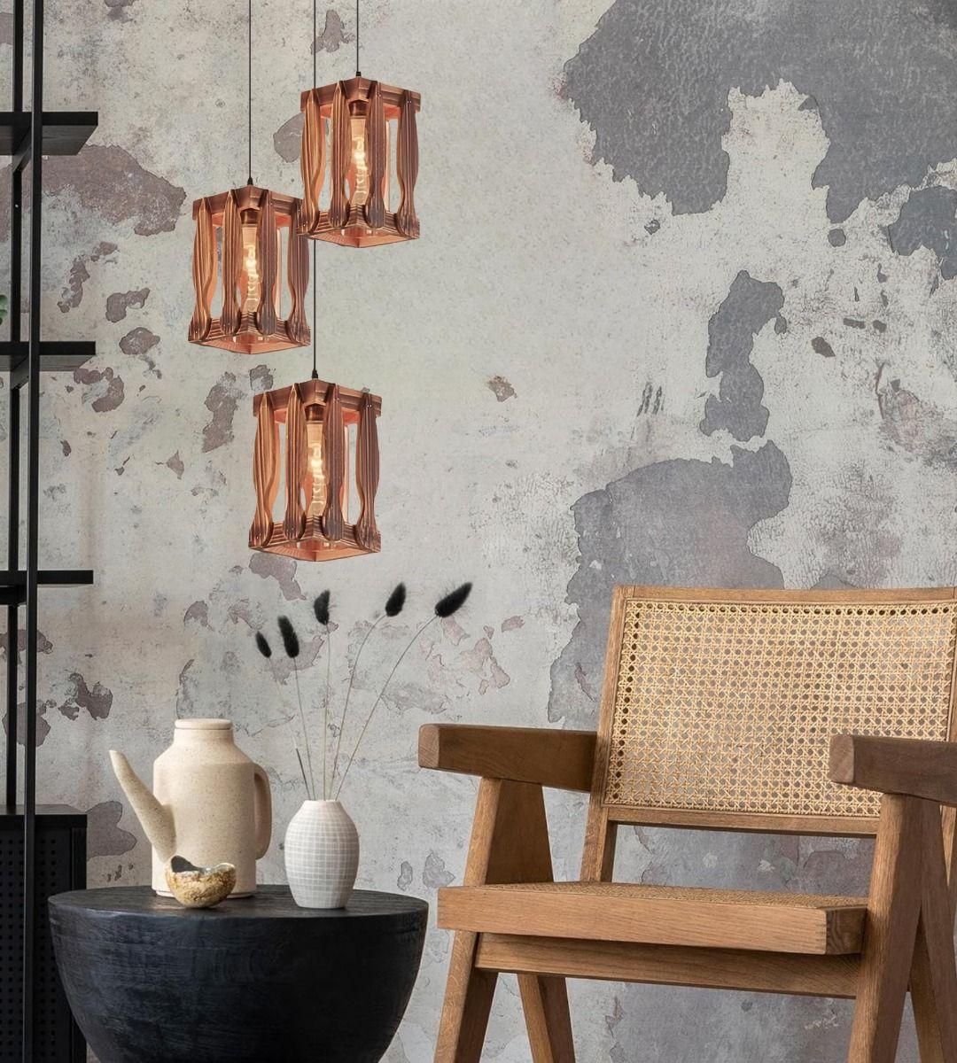 Lámpara Colgante Decorativa Vintage Rústica 3 Luces Jhn-6