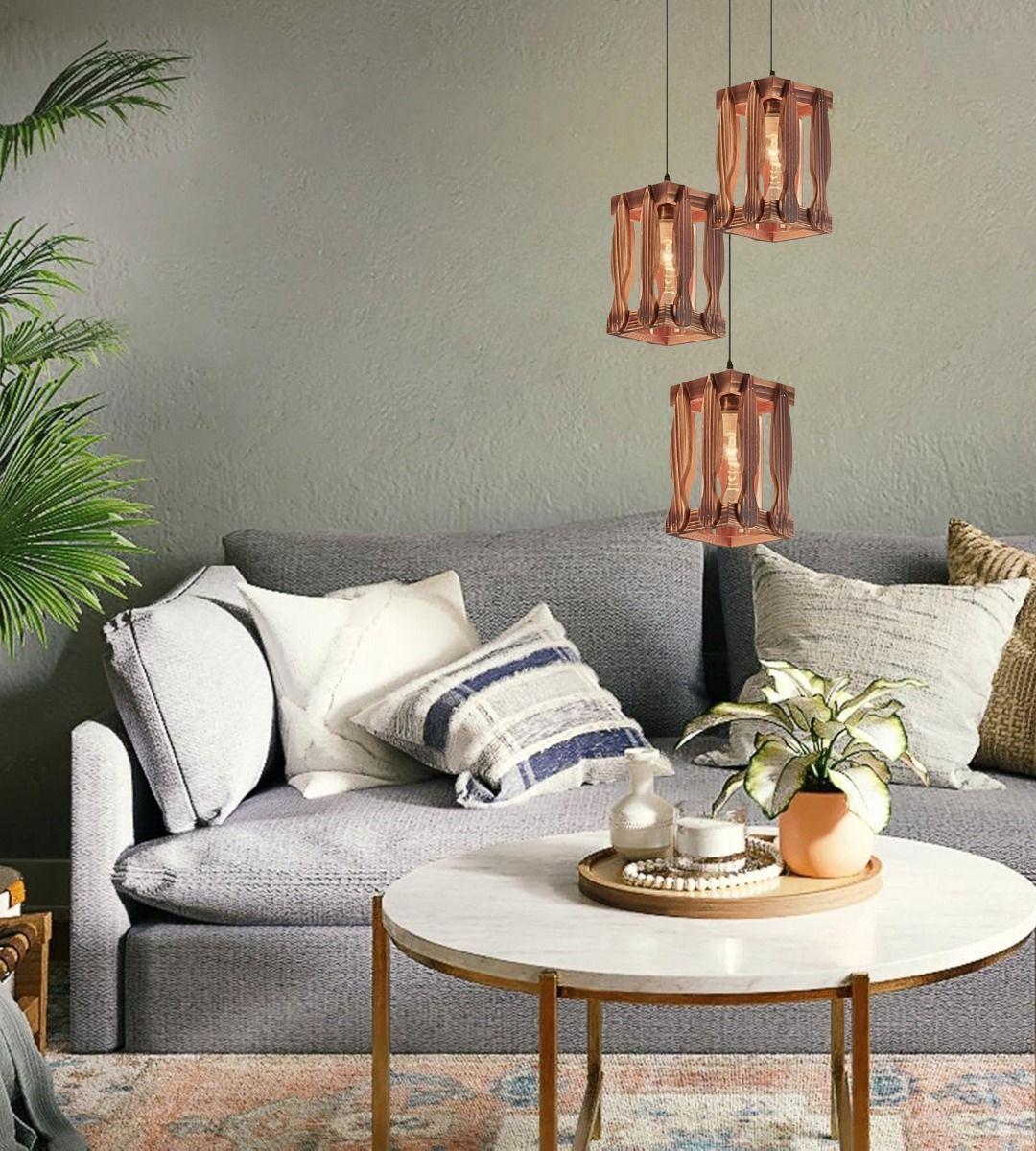 Lámpara Colgante Decorativa Vintage Rústica 3 Luces Jhn-7