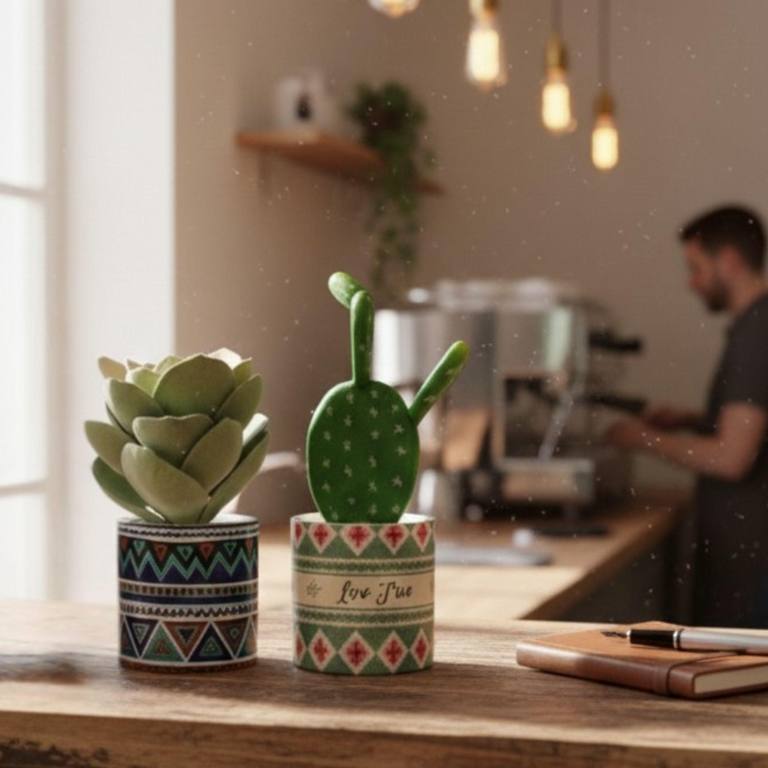 Cactus Artificial Decorativo Maceta Etnica Moderno ALJ-4