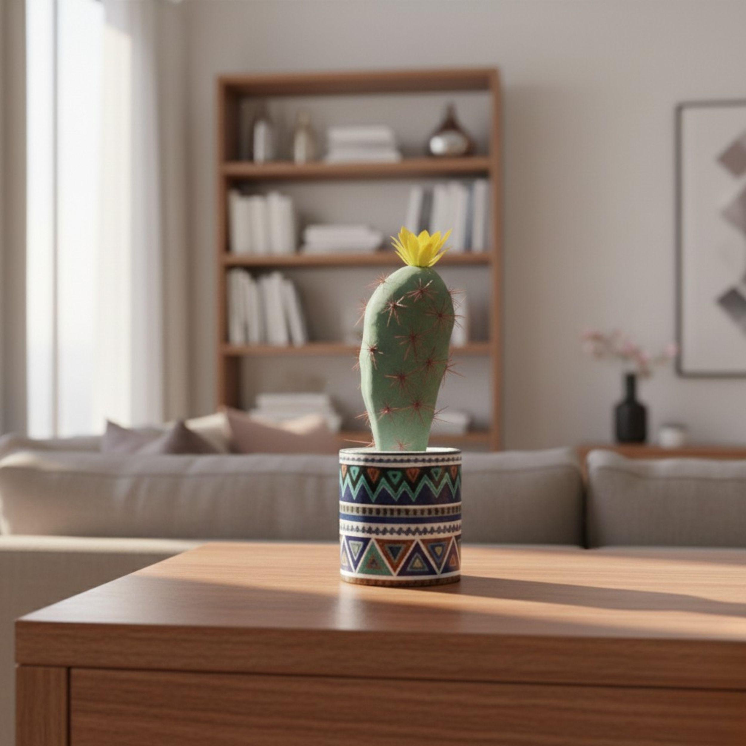 Cactus Artificial Decorativo Maceta Etnica Moderno ALJ-5