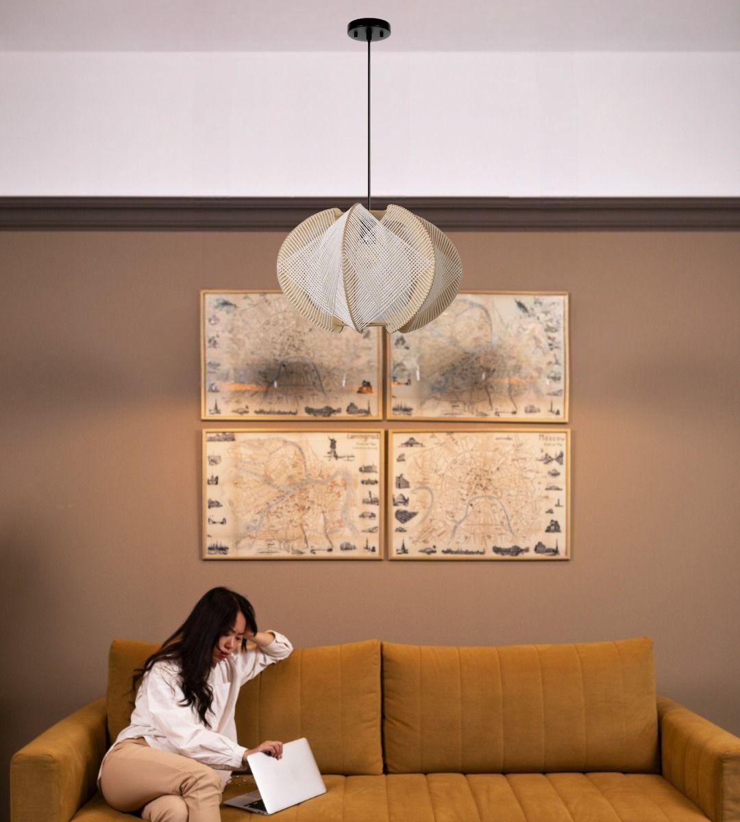 Lámpara Colgante Bohemia Tejida Natural Araña Nórdico Jhn-5