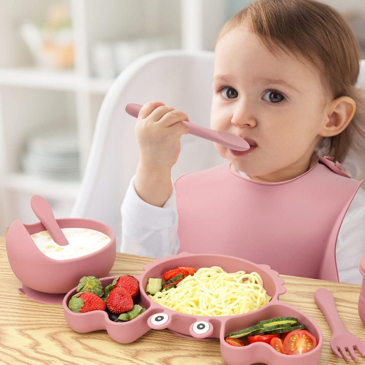 SET ALIMENTACION CANGREJO BEBE 9 PZA SILICONA DIVERTIDA LAU-2