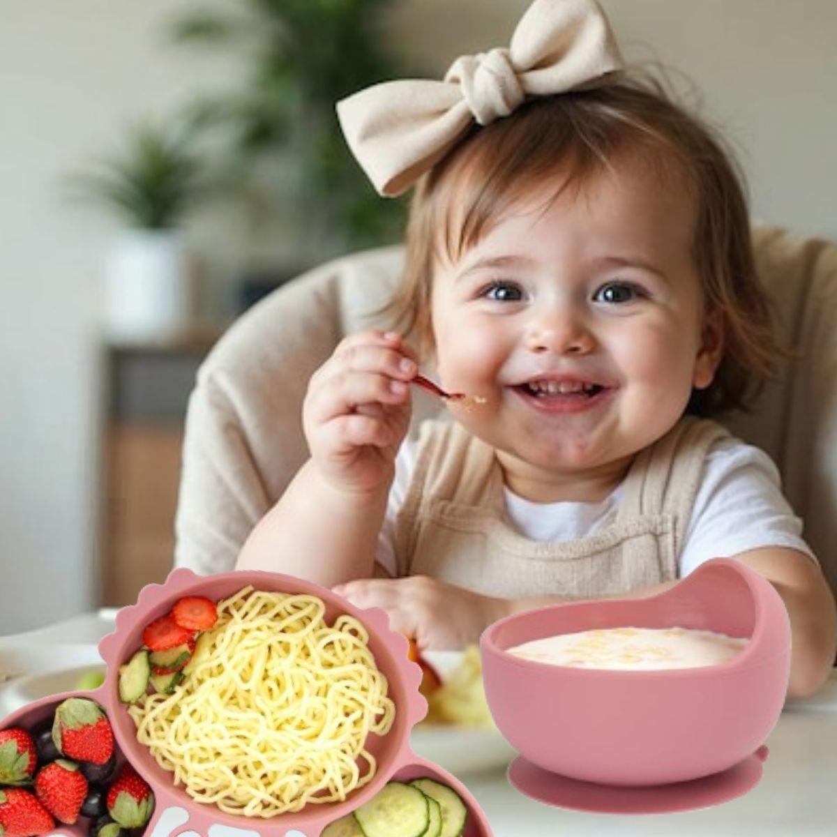 SET ALIMENTACION CANGREJO BEBE 9 PZA SILICONA DIVERTIDA LAU-5
