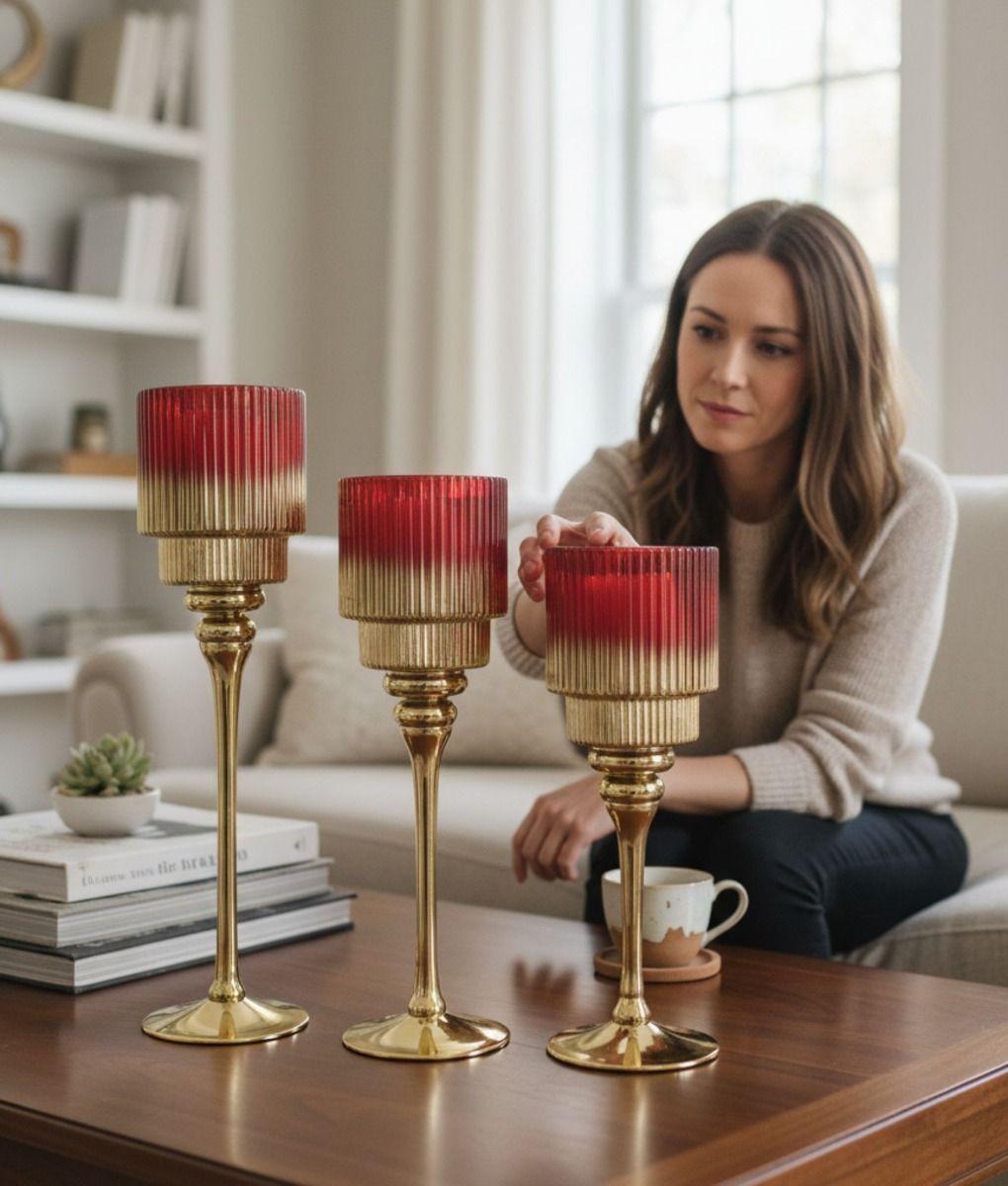 Set 3 Portavelas Candelabro Decorativo Adorno Funcional Jhn-2