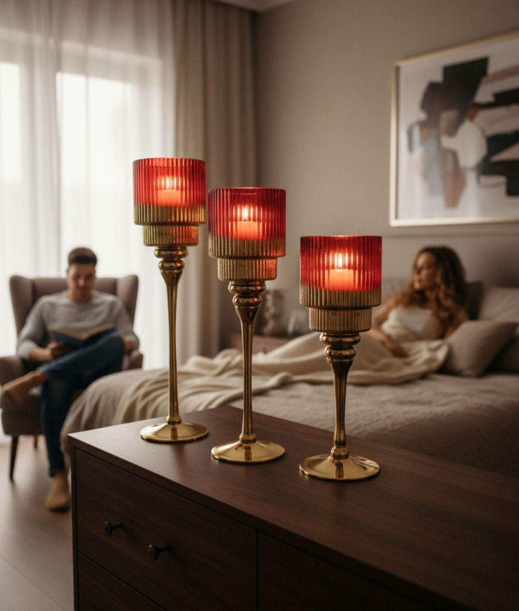 Set 3 Portavelas Candelabro Decorativo Adorno Funcional Jhn-4