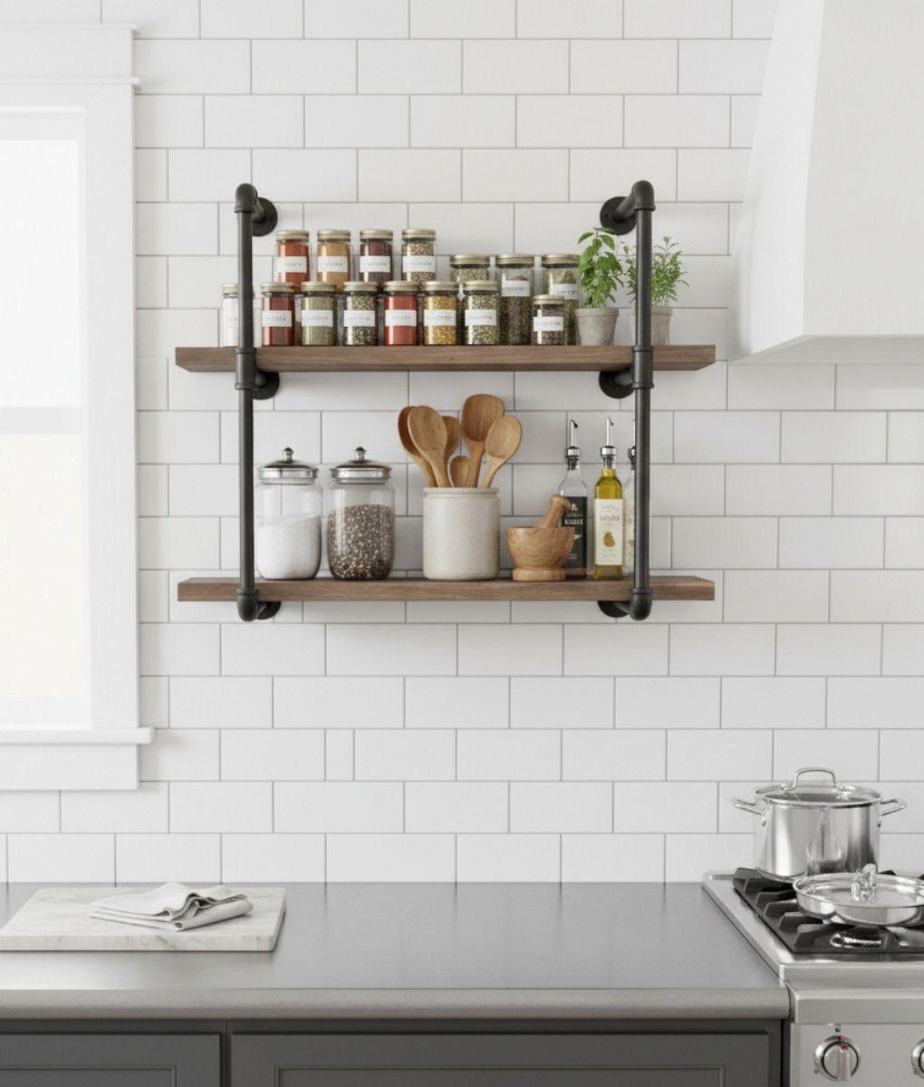 Estante Pared Diseño Industrial Almacenamiento Hogar Jhn-6