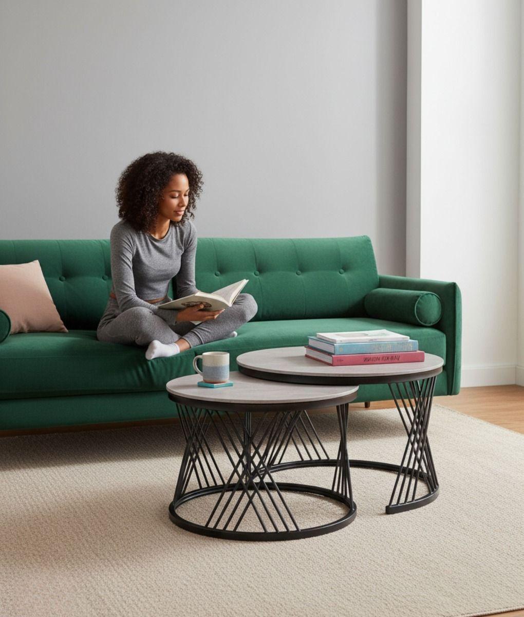 Set 2 Mesa Centro Auxiliar Combinada Decorativa Hogar Jhn-5