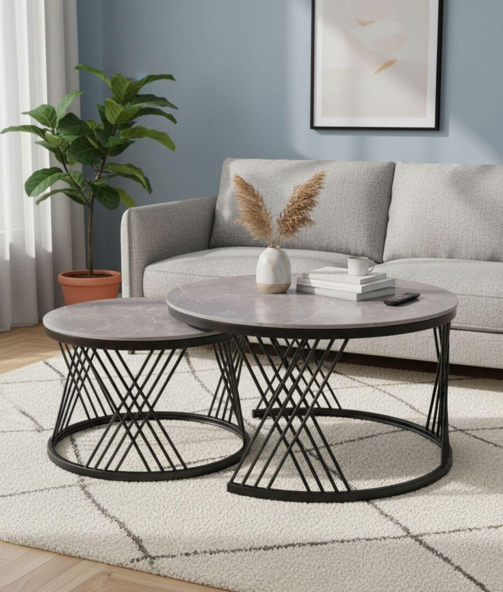 Set 2 Mesa Centro Auxiliar Combinada Decorativa Hogar Jhn-6