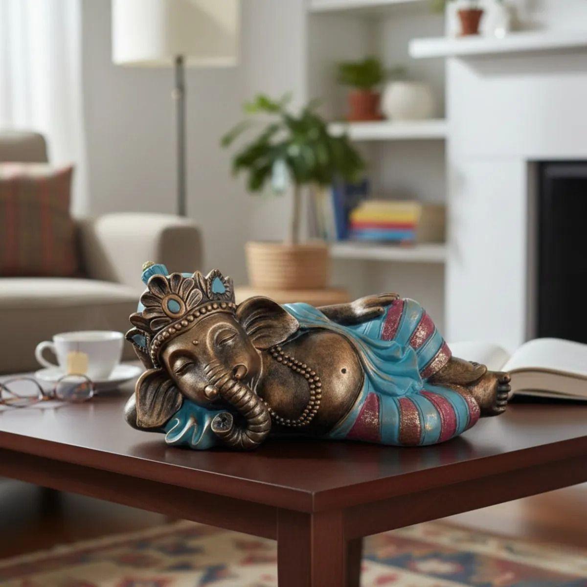 Figura Decorativa Ganesha Acostado Hogar Estilo Hindú Jhn-4