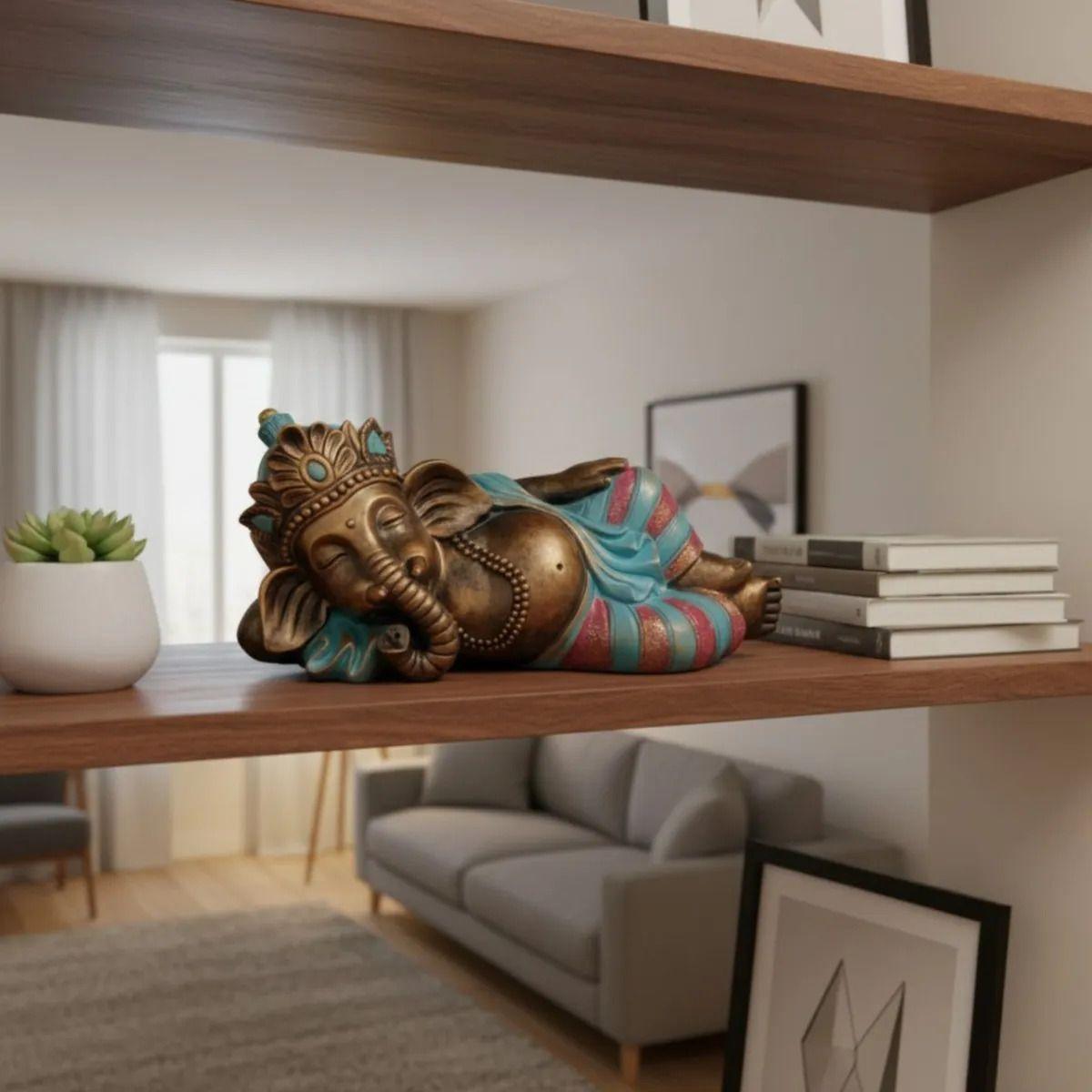 Figura Decorativa Ganesha Acostado Hogar Estilo Hindú Jhn-7