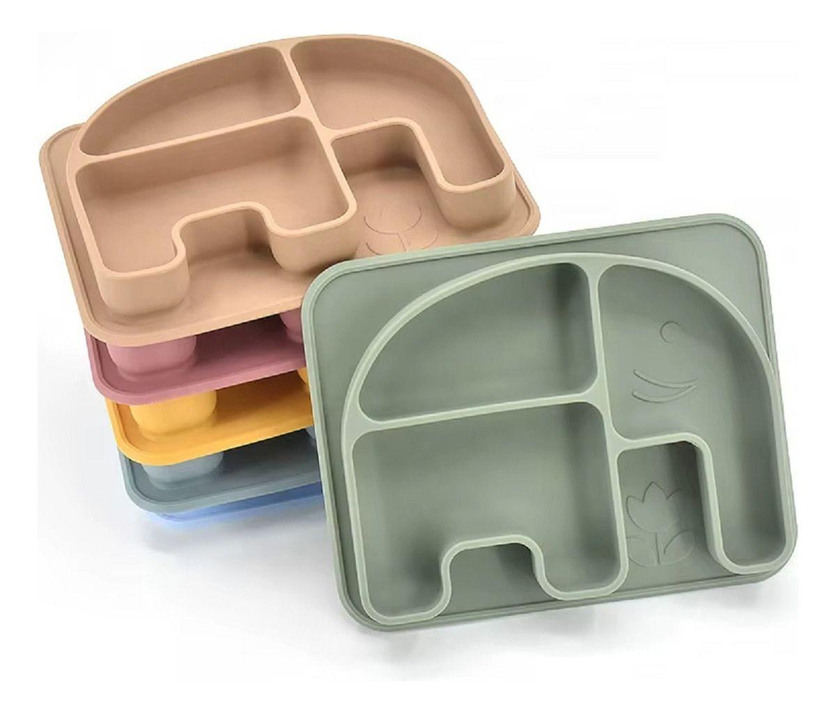 Set 2 Platos Diseño Elefante Silicona Antideslizante Lau-1