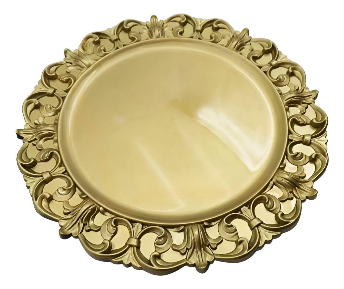 Set 2 Plato Base Carga Relieve Vintage Mesa Decorativo Jhn-0