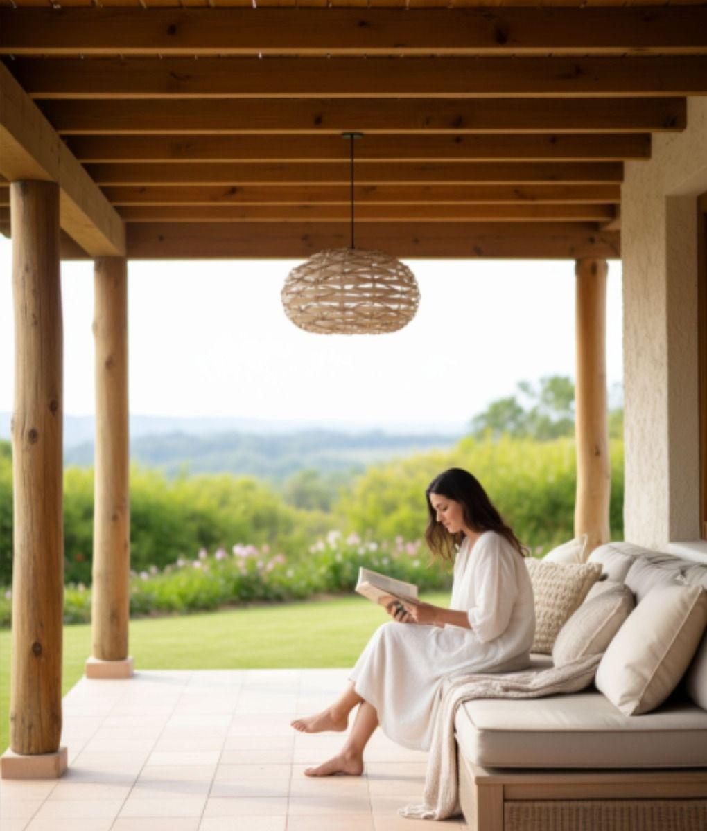 Lámpara Colgante Decorativa Techo Redonda Tejida Hogar Jhn-3