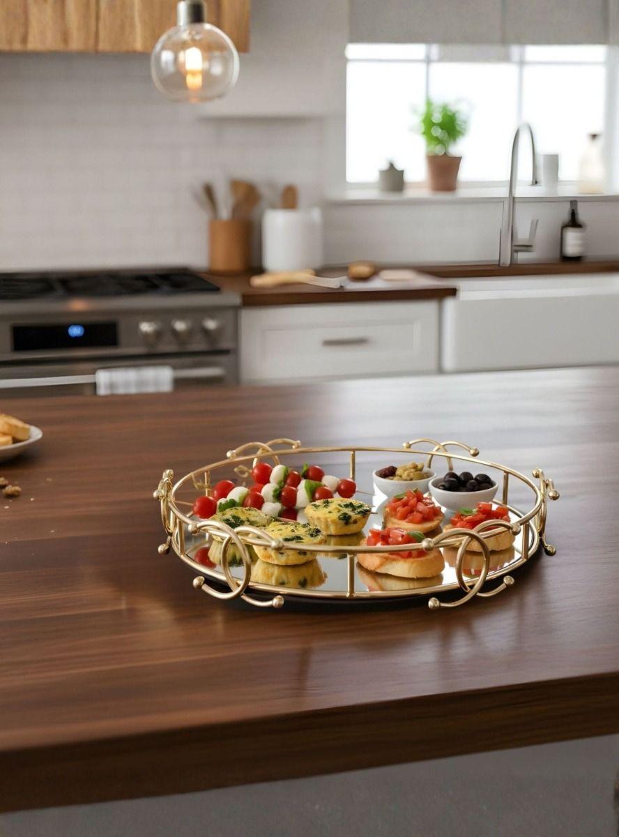 Bandeja Decorativa Adorno Estilo Vintage Base Espejada Jhn-7