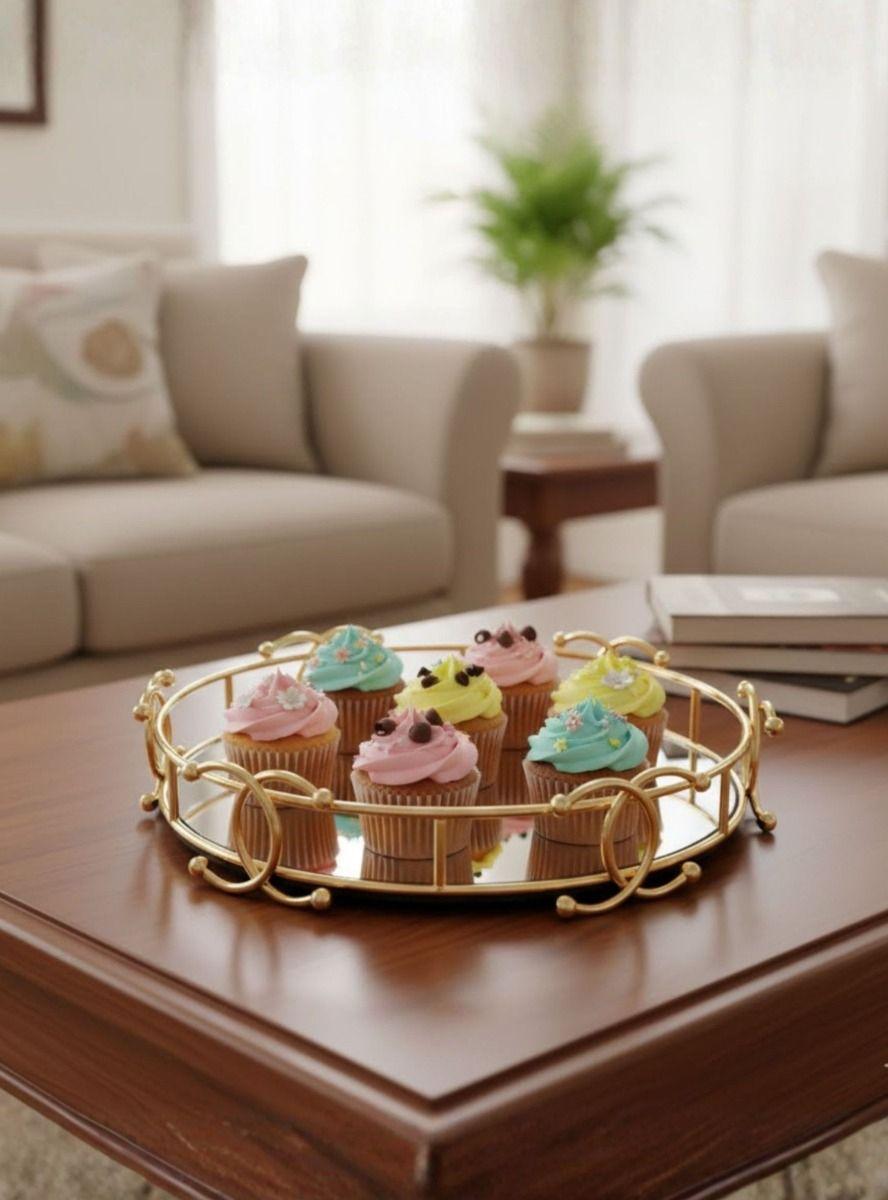 Bandeja Decorativa Adorno Estilo Vintage Base Espejada Jhn-9