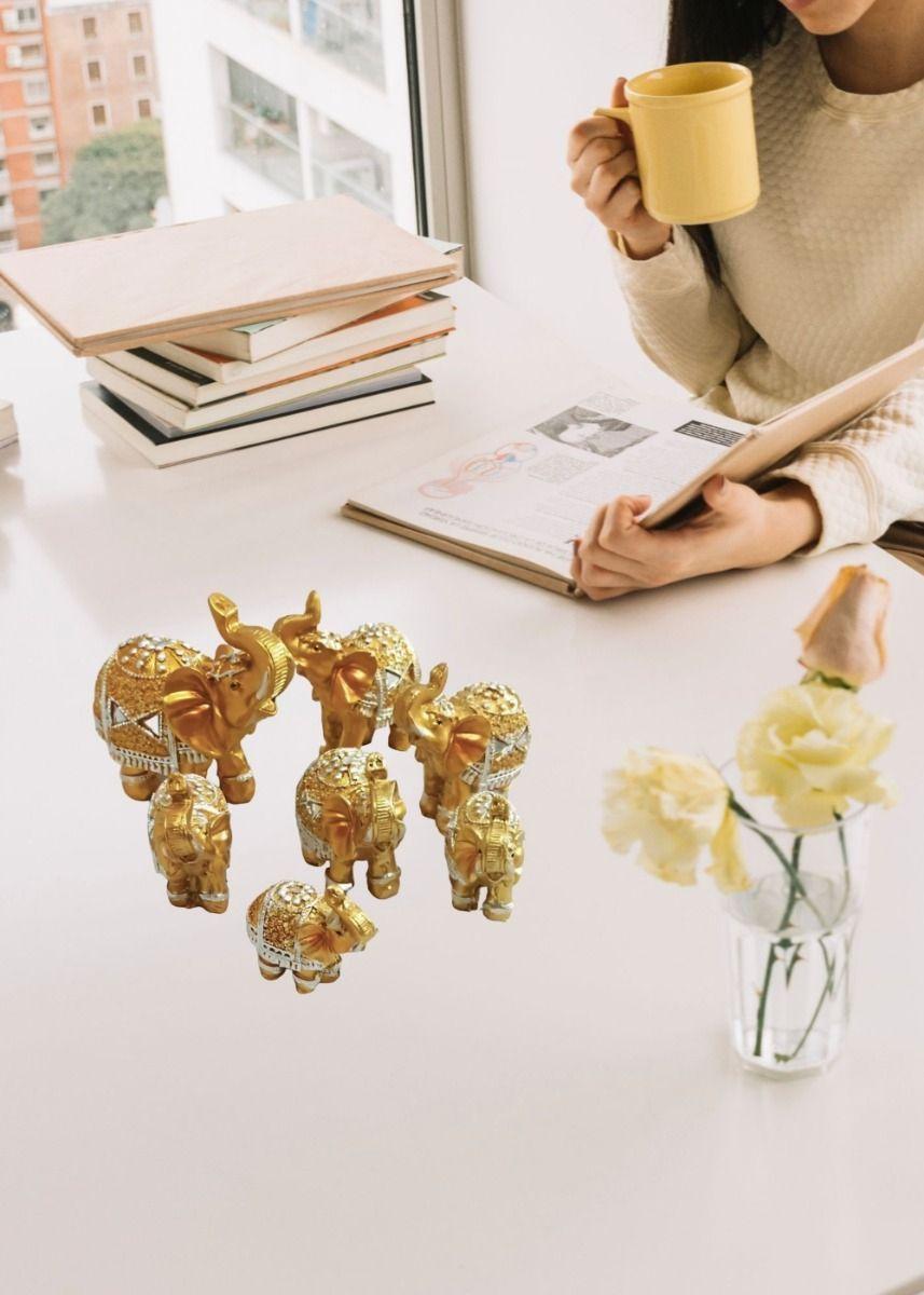 Estatua Decorativa Familia Elefante Animales 7 Piezas Jhn-4