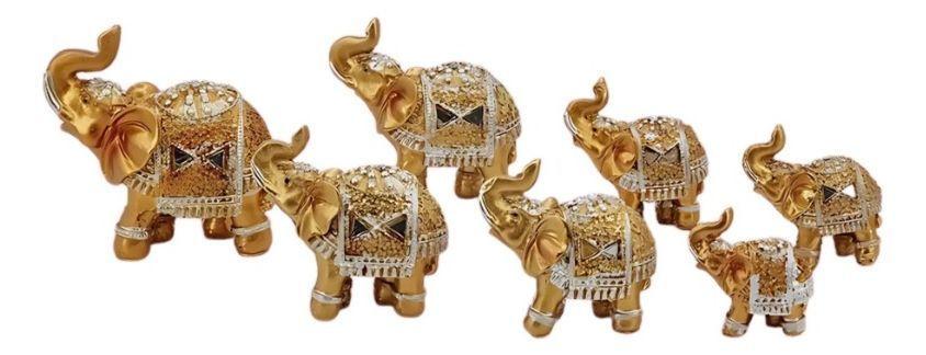 Estatua Decorativa Familia Elefante Animales 7 Piezas Jhn-9