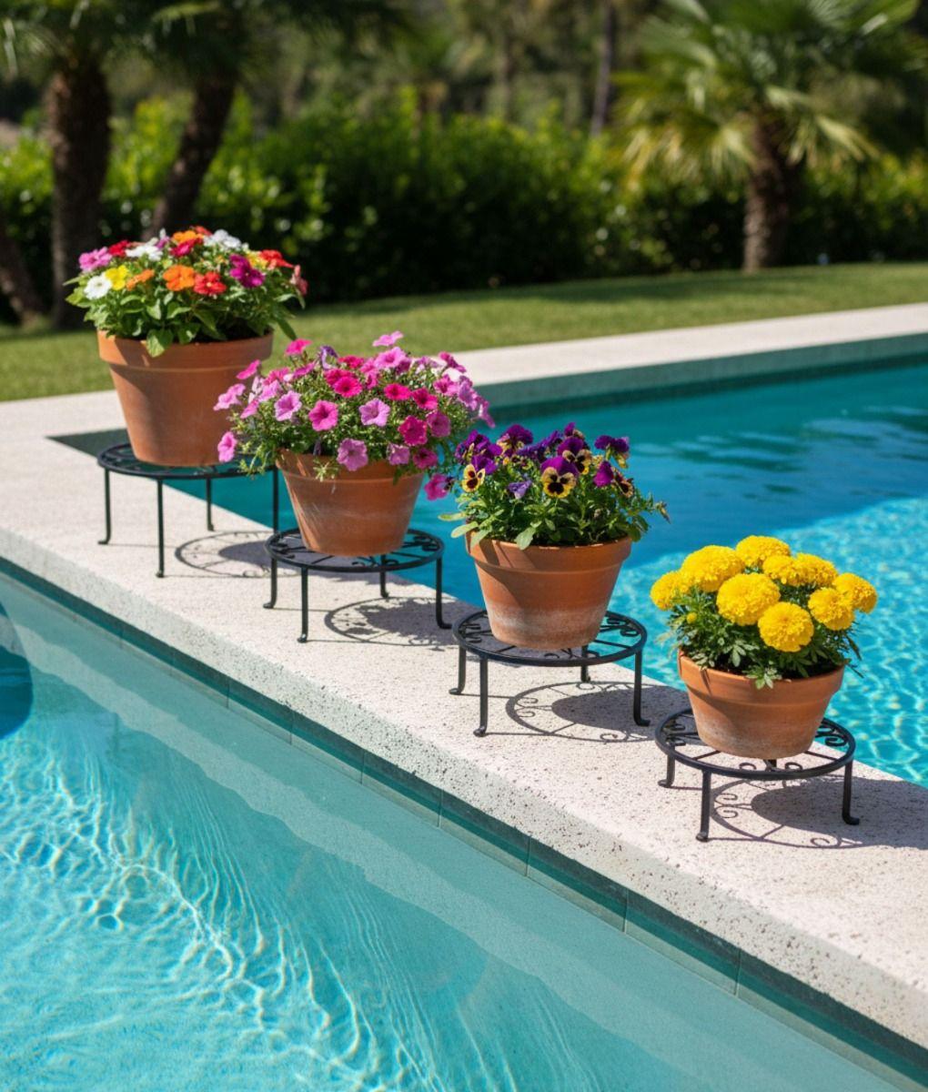 Set 4 Porta Maceta Soporte Decorativo Diseño Floral Jhn-5