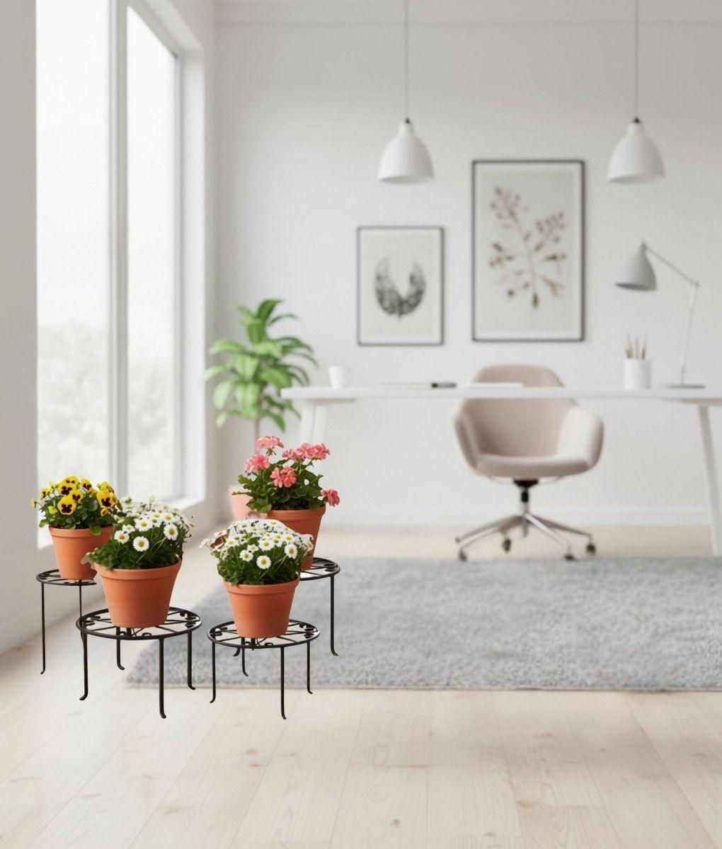 Set 4 Porta Maceta Soporte Decorativo Diseño Floral Jhn-6