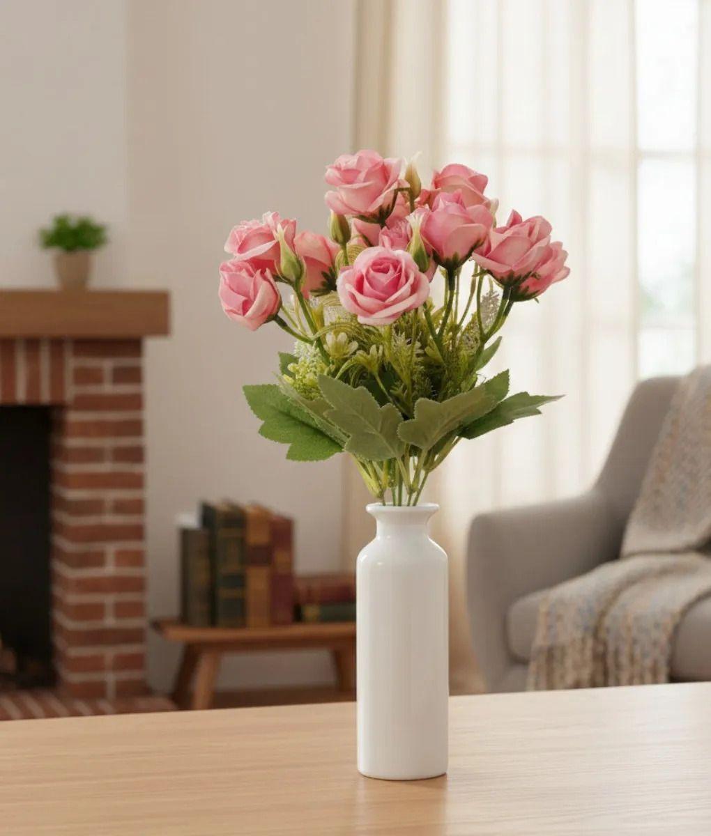 Set 4 Flores Artificiales Ramo Decorativo Rosas Botón Jhn-6